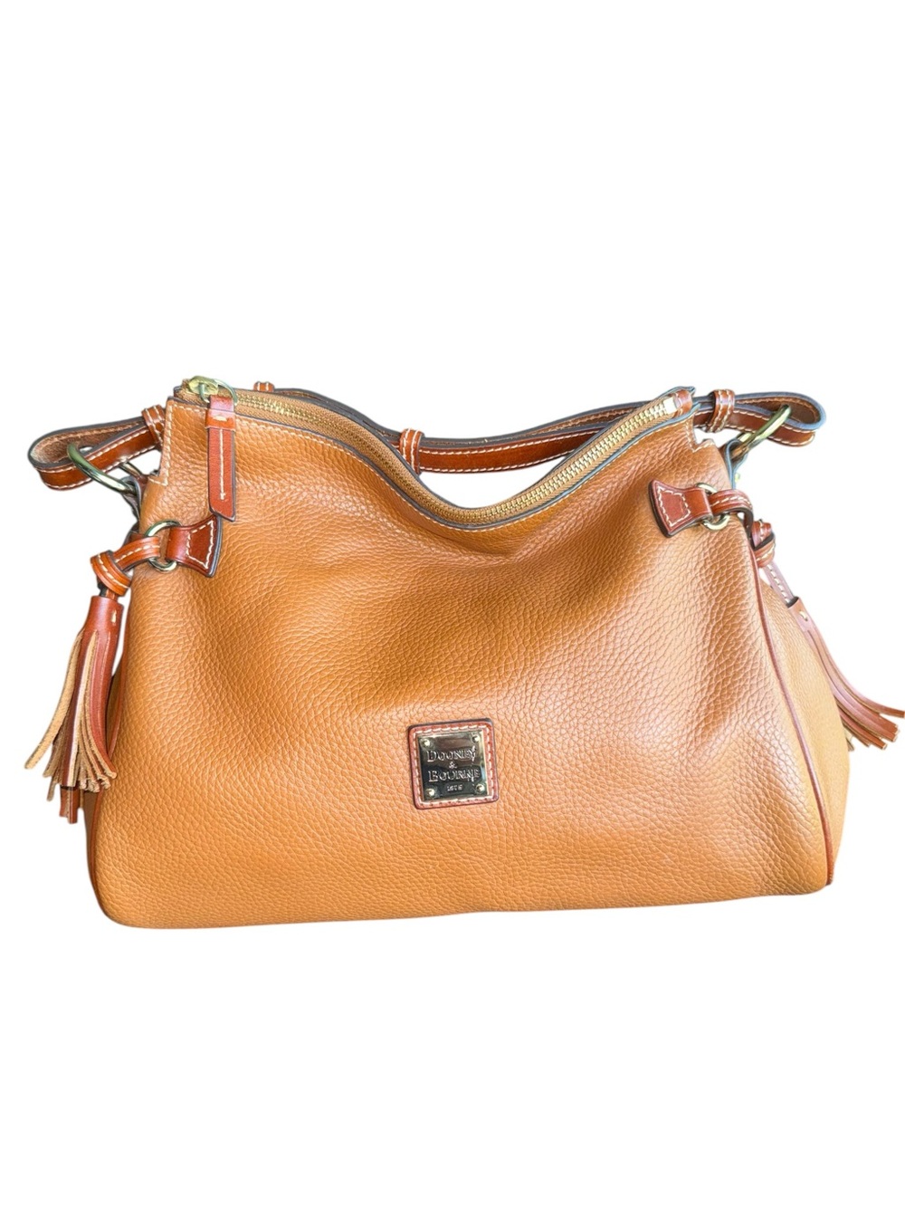 Dooney & Bourke Florentine Tassel Hobo Natural w/ Card Holder EUC